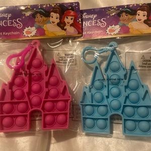 Disney castle pop it keychain pink and blue